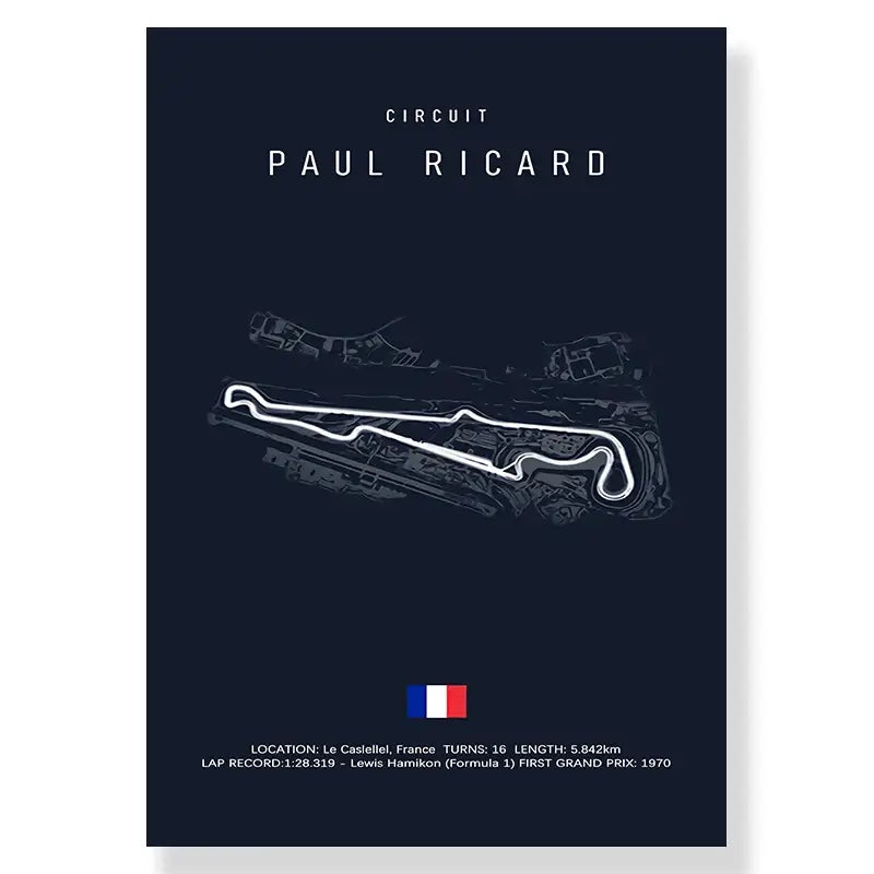 Modern blue and white paul ricard imola track canvas bedroom art
