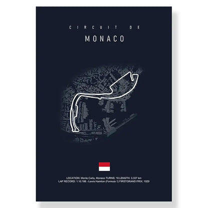 Modern blue and white paul ricard imola track canvas bedroom art
