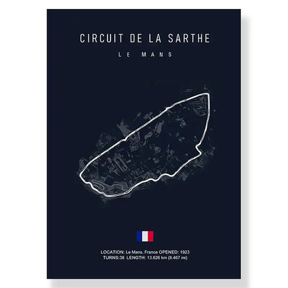 Circuit de la sarthe race track canvas wall art living room decor