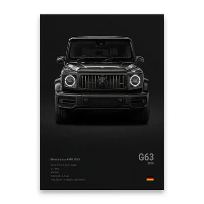 Modern black & silver famous cars canvas wall art – living room decor