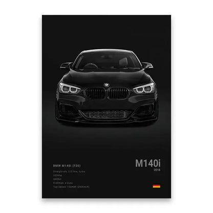 Modern black & silver famous cars canvas wall art – living room decor