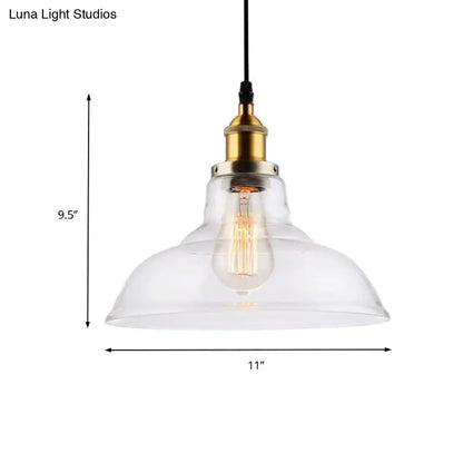 Farmhouse brass clear glass pendant light for dining room
