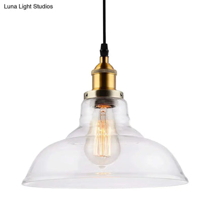 Farmhouse brass clear glass pendant light for dining room