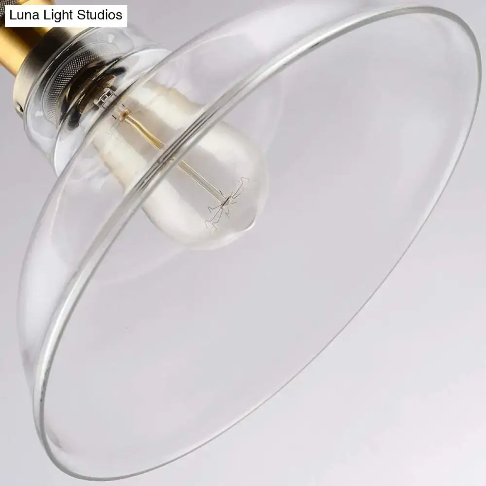 Farmhouse brass clear glass pendant light for dining room