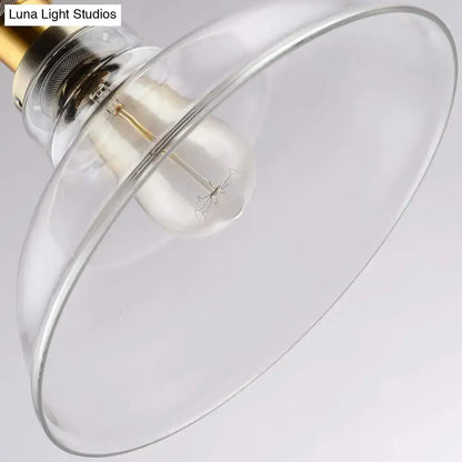 Farmhouse brass clear glass pendant light for dining room