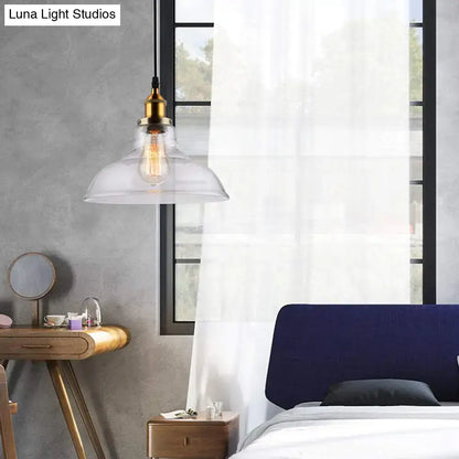 Farmhouse brass clear glass pendant light for dining room