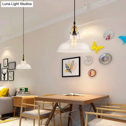 Farmhouse brass clear glass pendant light for dining room