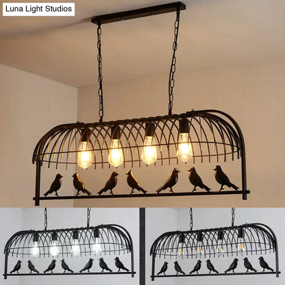 Farmhouse metal black finish birdcage light fixture kitchen pendant