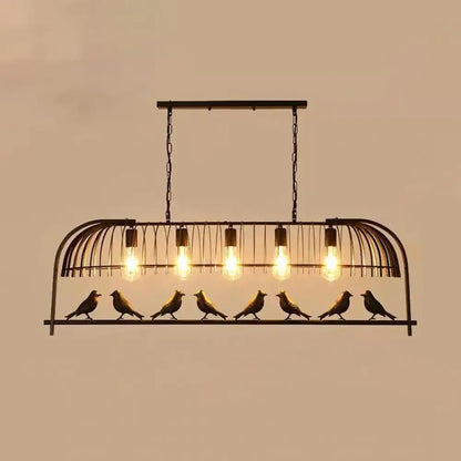 Farmhouse metal black finish birdcage light fixture kitchen pendant