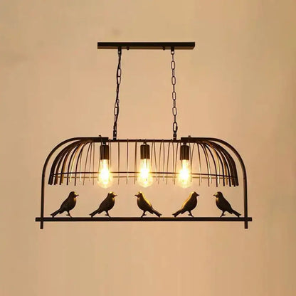 Farmhouse metal black finish birdcage light fixture kitchen pendant