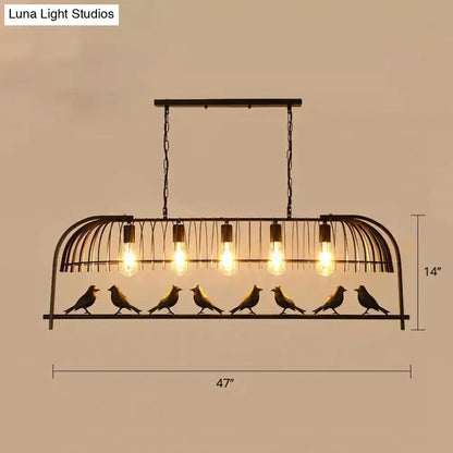 Farmhouse metal black finish birdcage light fixture kitchen pendant