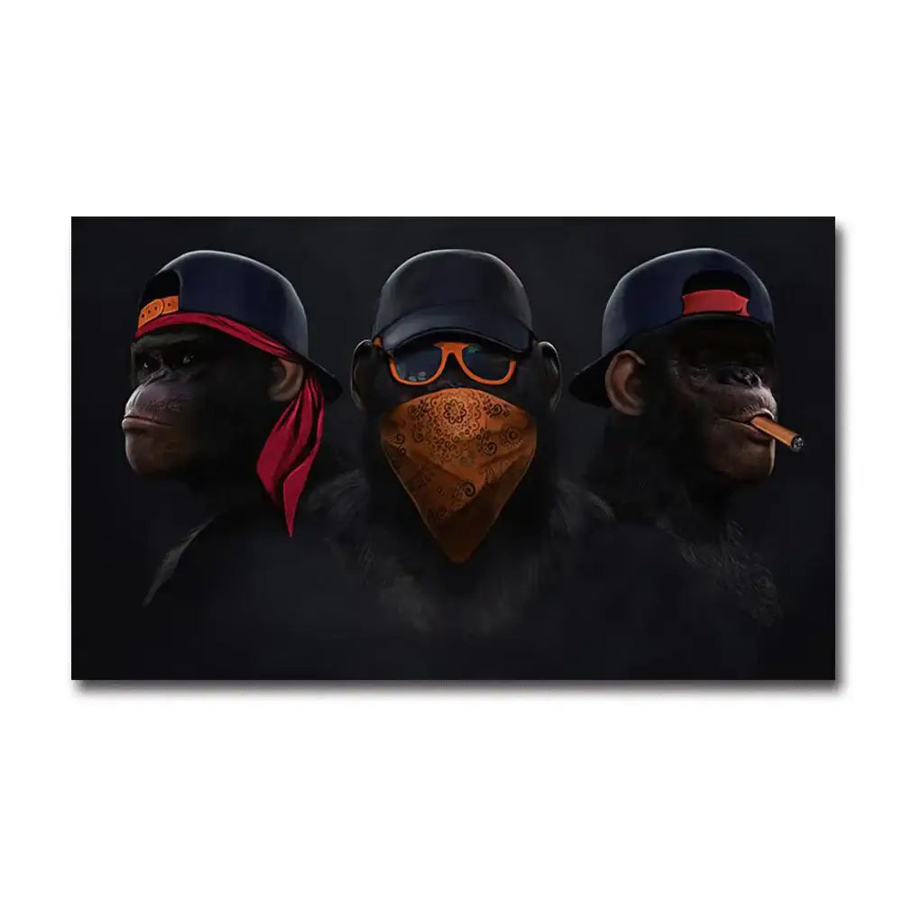 Hip hop chimpanzee monkey wall art living room framed canvas