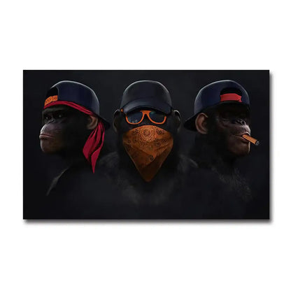 Hip hop chimpanzee monkey wall art living room framed canvas