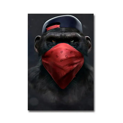 Hip hop chimpanzee monkey wall art living room framed canvas