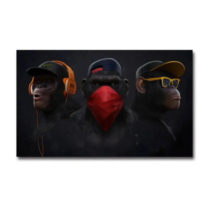 Hip hop chimpanzee monkey wall art living room framed canvas