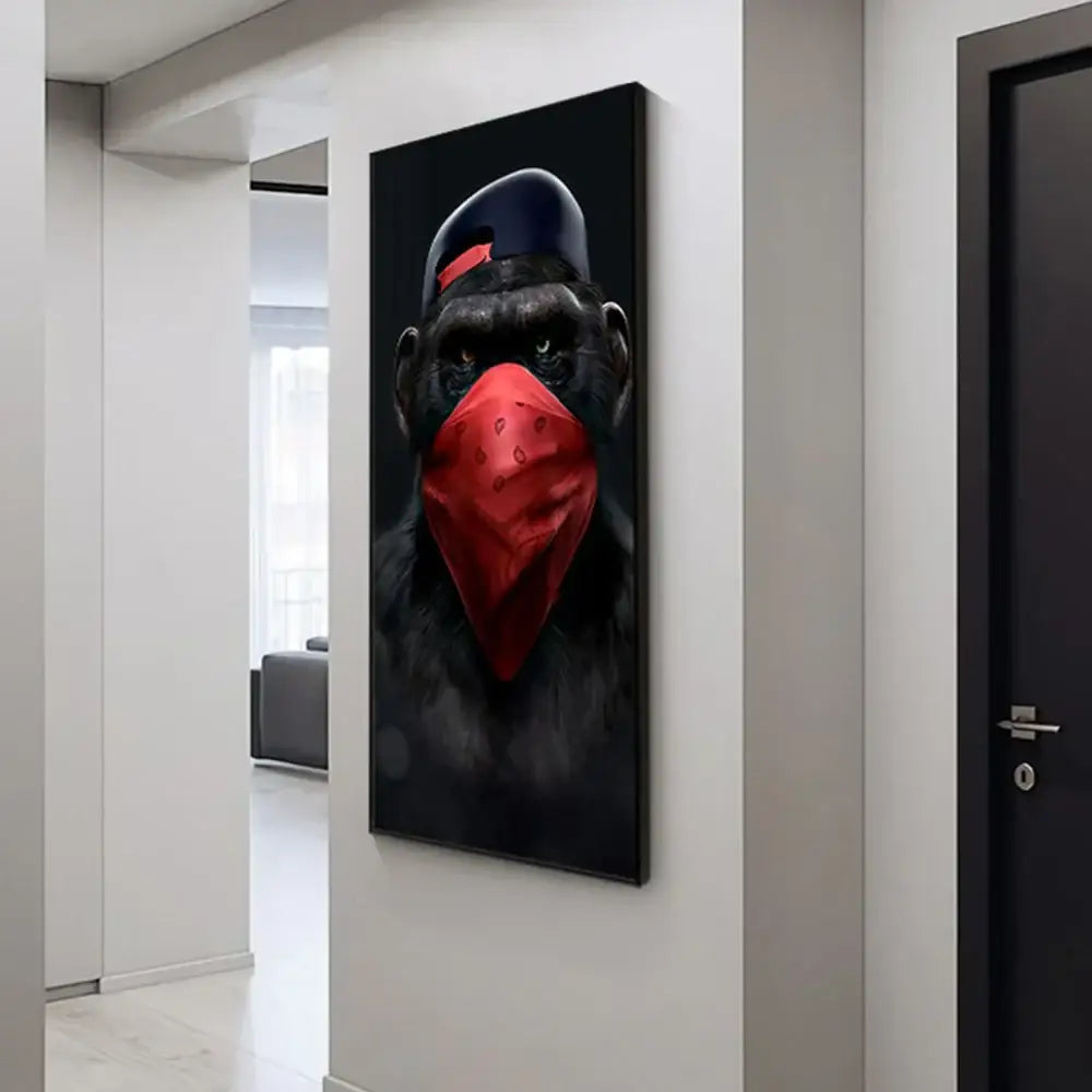Hip hop chimpanzee monkey wall art living room framed canvas