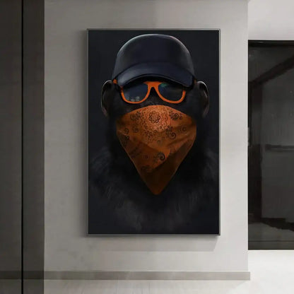 Hip hop chimpanzee monkey wall art living room framed canvas