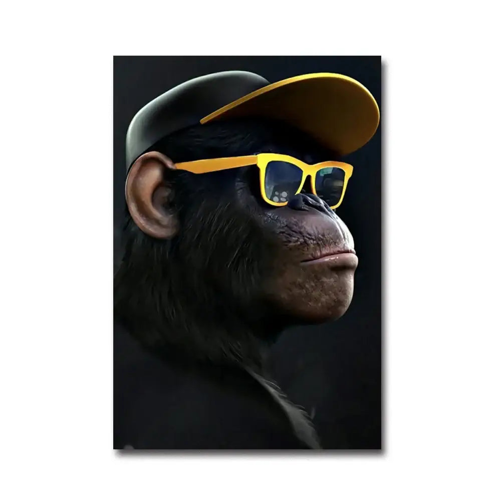 Hip hop chimpanzee monkey wall art living room framed canvas