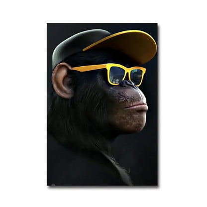 Hip hop chimpanzee monkey wall art living room framed canvas