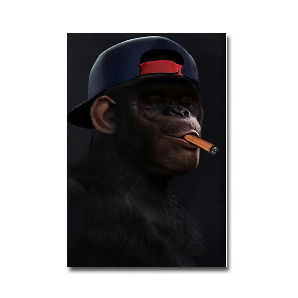 Hip hop chimpanzee monkey wall art living room framed canvas