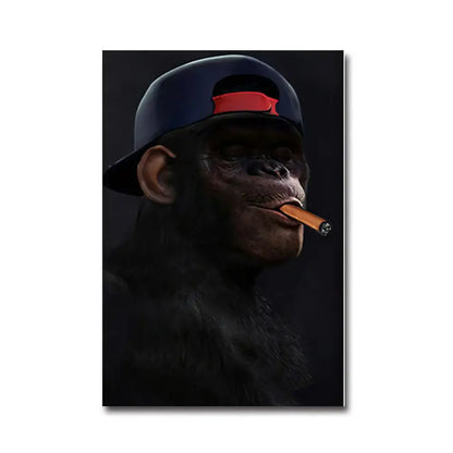 Hip hop chimpanzee monkey wall art living room framed canvas