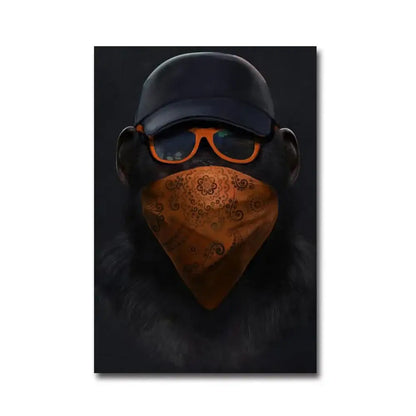 Hip hop chimpanzee monkey wall art living room framed canvas