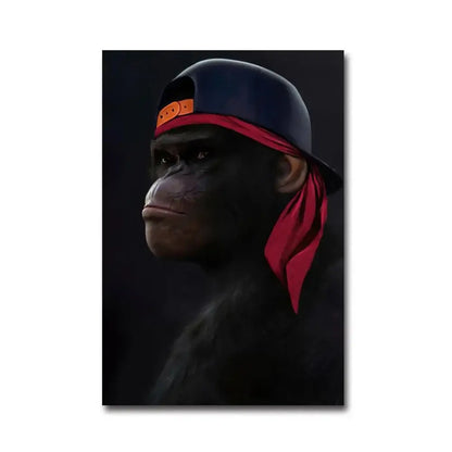 Hip hop chimpanzee monkey wall art living room framed canvas