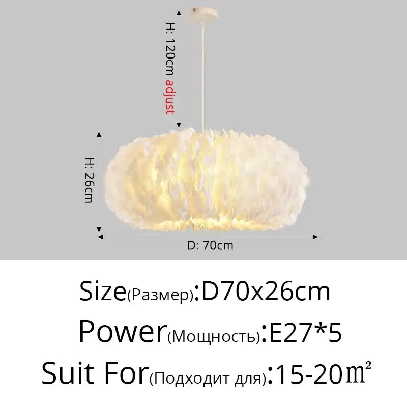 feather decor led chandelier white bedroom pendant light