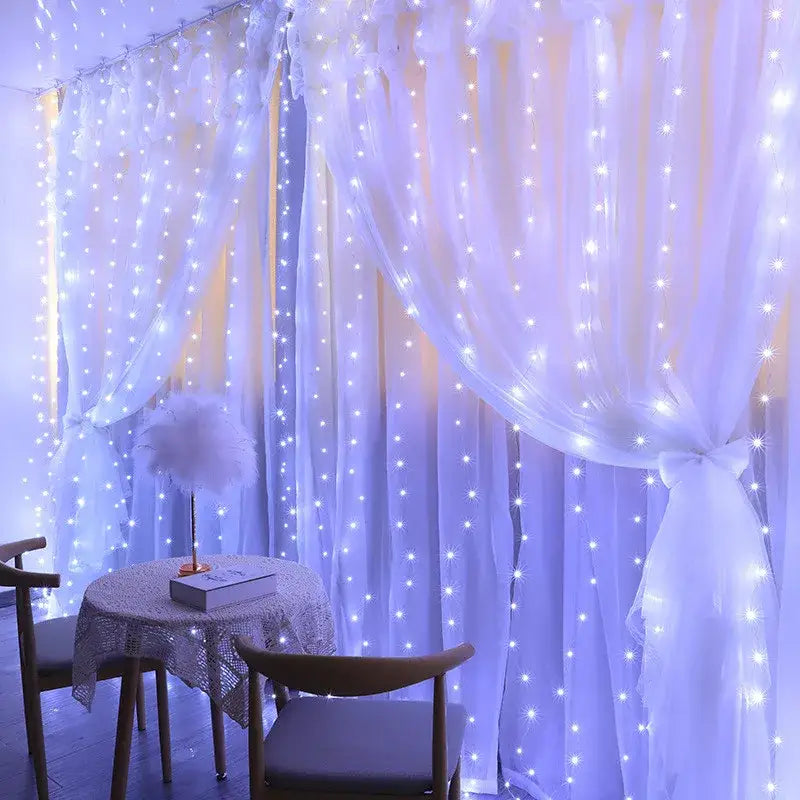 Festive golden usb 3x3m fairy lights curtain for bedroom with remote