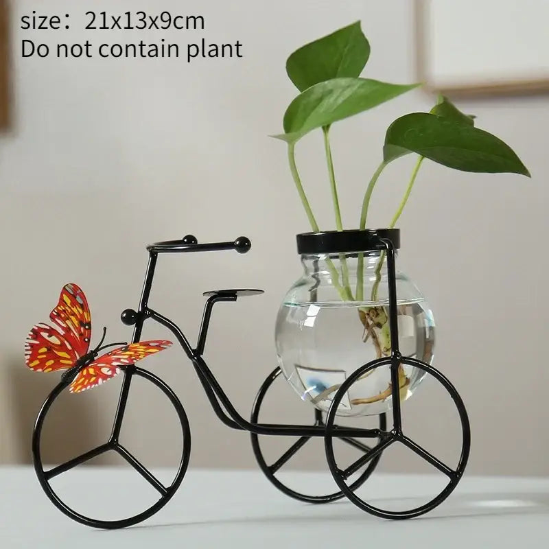 Gold flamingo metal vase with glass bowl living room home decor