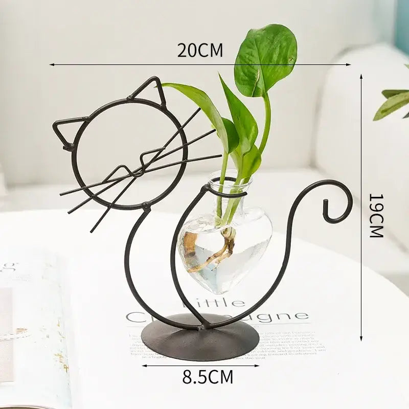Gold flamingo metal vase with glass bowl living room home decor