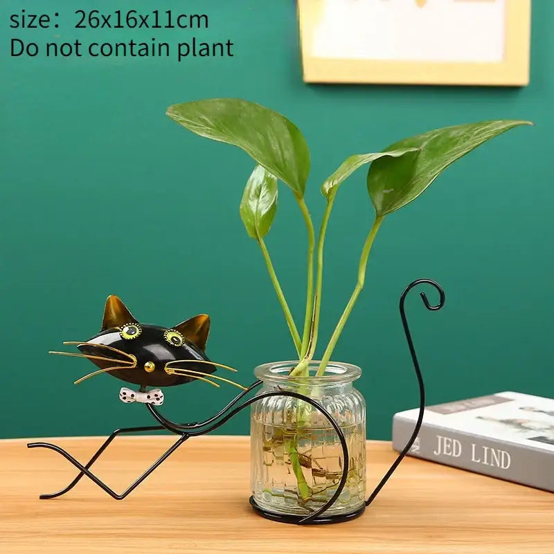 Gold flamingo metal vase with glass bowl living room home decor