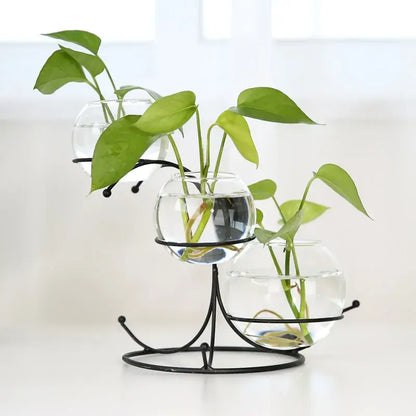 Gold flamingo metal vase with glass bowl living room home decor