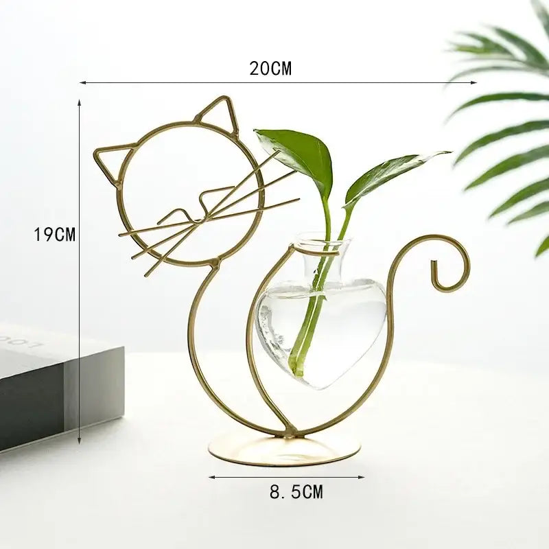 Gold flamingo metal vase with glass bowl living room home decor