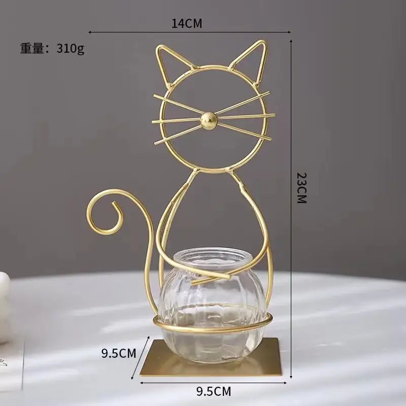 Gold flamingo metal vase with glass bowl living room home decor