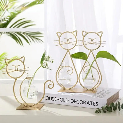 Gold flamingo metal vase with glass bowl living room home decor