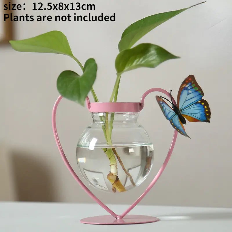 Gold flamingo metal vase with glass bowl living room home decor