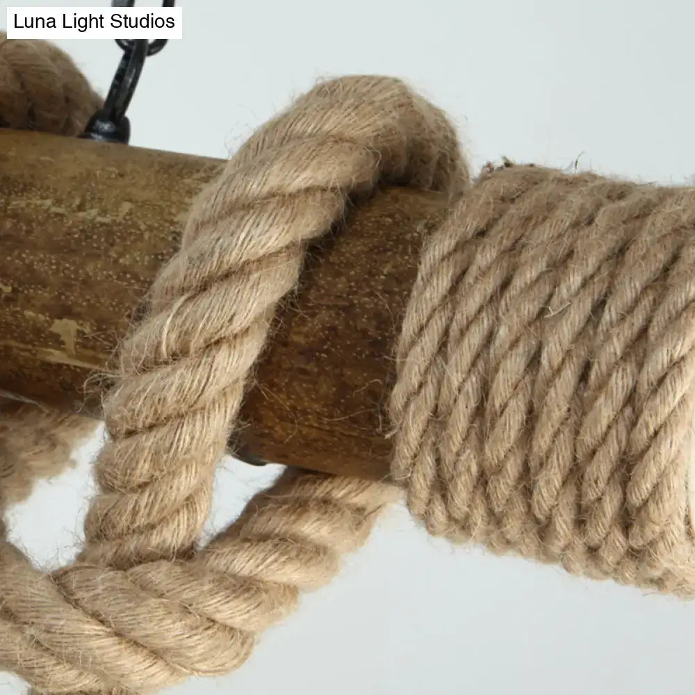 Rustic retro hemp rope birdcage ceiling light dining room 3 bulb