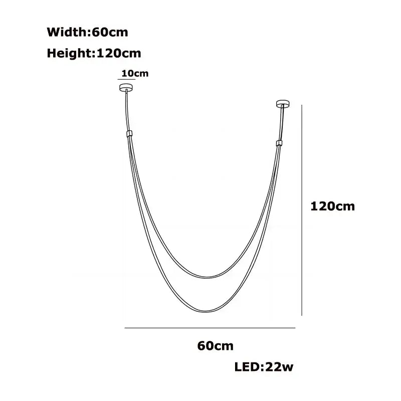 Modern minimalist double tier led chandelier leather belt living room