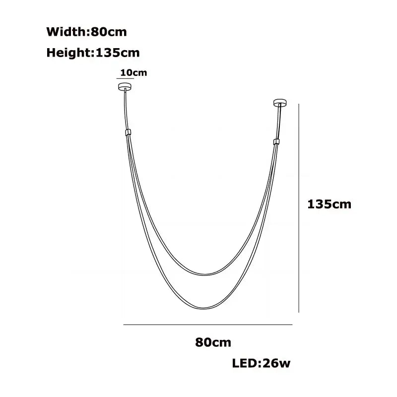 Modern minimalist double tier led chandelier leather belt living room