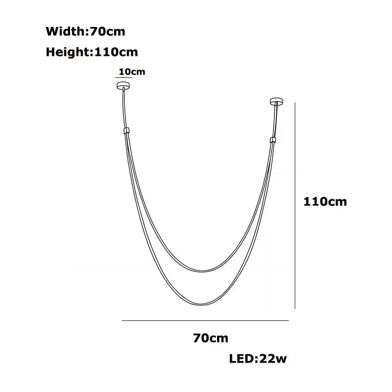 Modern minimalist double tier led chandelier leather belt living room