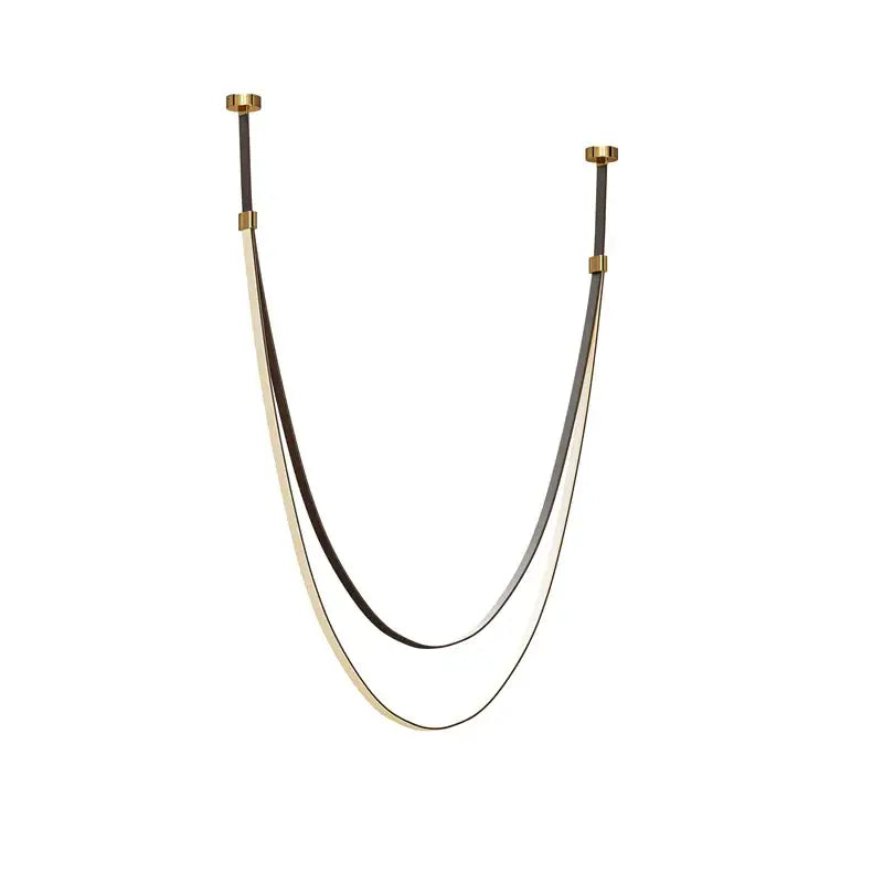 Modern minimalist double tier led chandelier leather belt living room