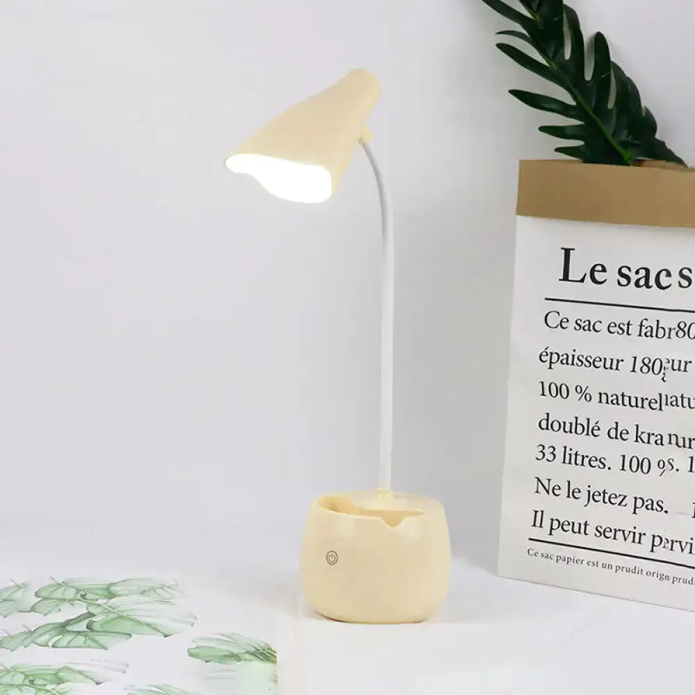 Flexible cream led desk lamp bedroom light in white pink blue