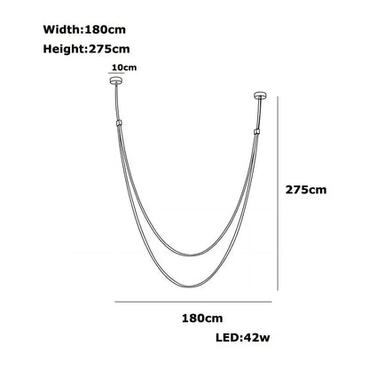 Modern minimalist double tiered flexible leather belt led chandelier living room