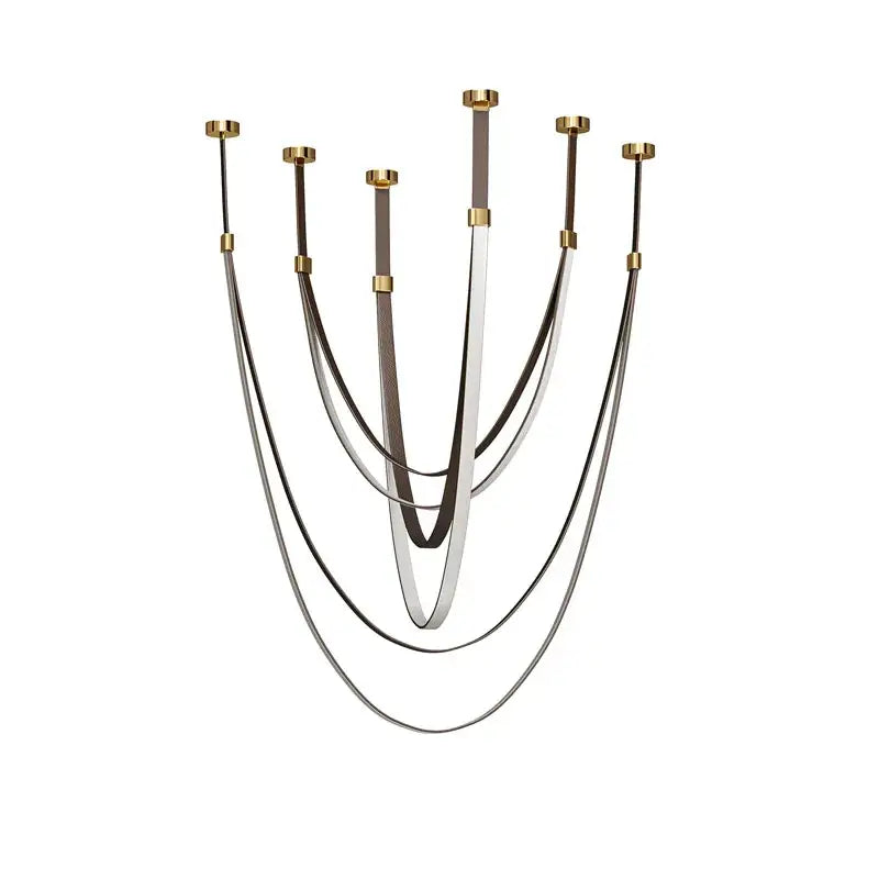Modern double tiered flexible leather belt led chandelier dining room
