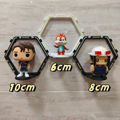 Hexagonal modular floating display shelf bedroom collectible frame