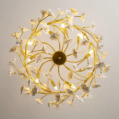 Modern french white flower ceramic chandelier dining room light