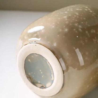 Glossy beige speckled decor ceramic vase living room berry accent
