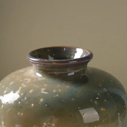 Glossy beige speckled decor ceramic vase living room berry accent