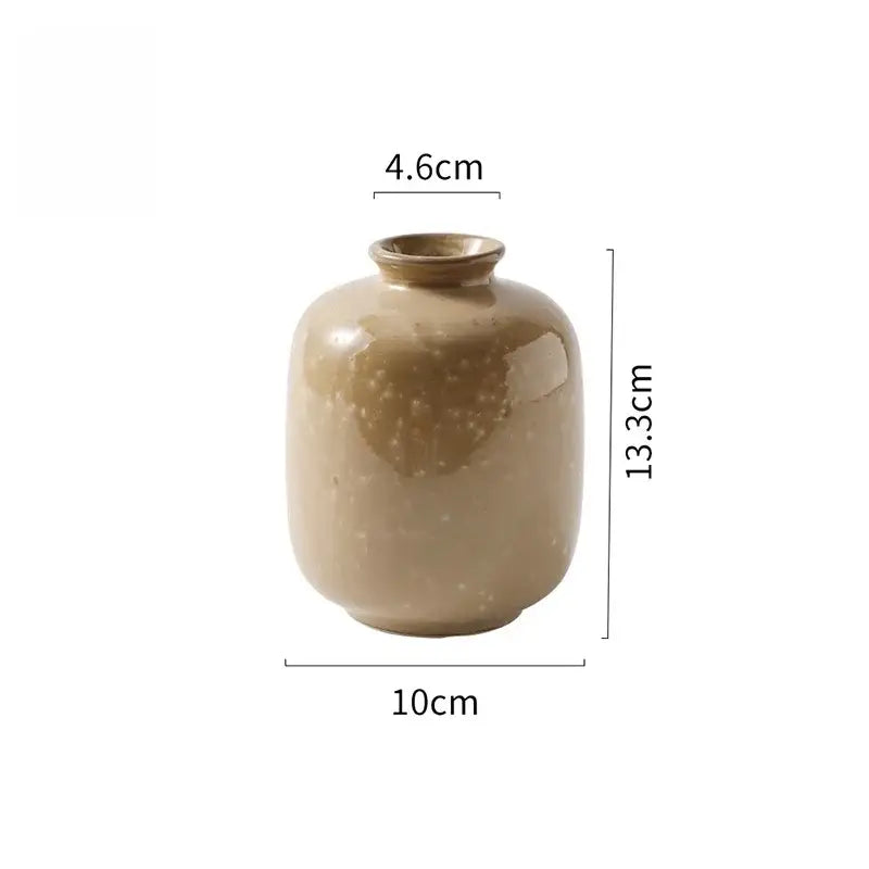 Glossy beige speckled decor ceramic vase living room berry accent